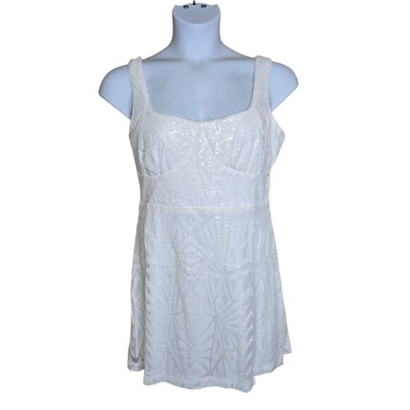 NEW Lulu's Know Your Worth white sequin thick strap square neck mini dress XL - Picture 3 of 14